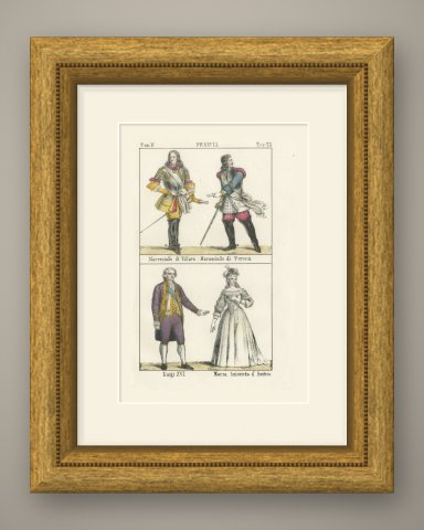 Marshals Villars and Turenne with Louis XVI and Marie Antoinette, 1842, shown framed