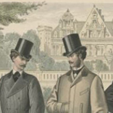 Hand-Colored Antique Fashion Print, Published in September, 1874, close-up 1