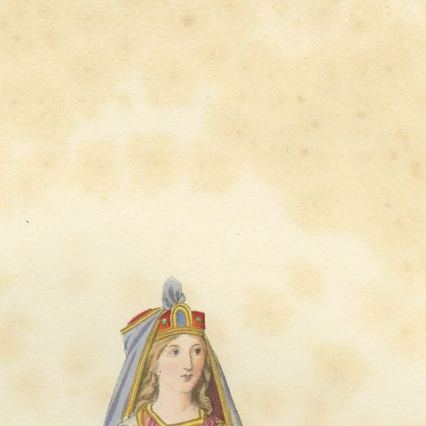 Antique Print of a Venetian Noblewoman by Bonnard, 1860, close-up 1