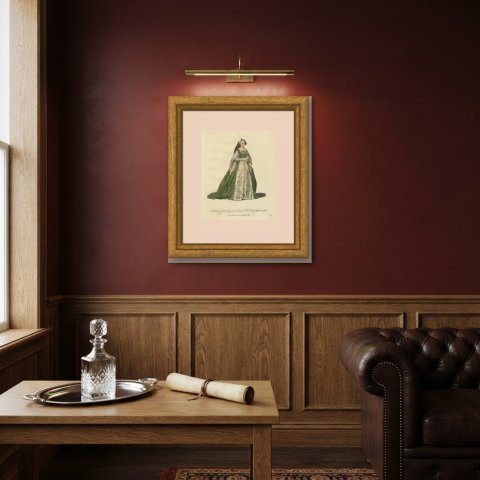 Habit of Jane Seymour, Queen to Henry VIII in 1536, Jefferys Plate, 1757, shown framed on a wall