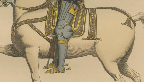 Military Costume of Jordan Orsini, Roman Nobleman on Horseback, Published 1845, close-up 5
