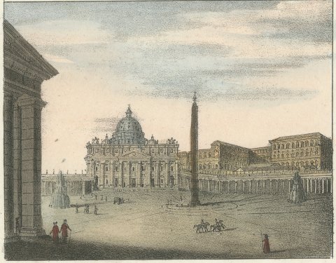 The Pope in Solemn Vestments, a Cardinal and Saint Peter's in the Vatican, 1842, close-up 2