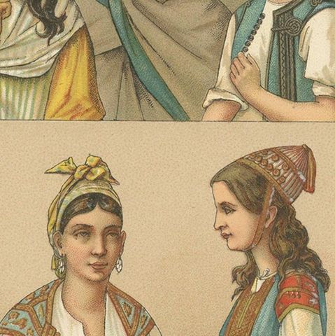 Pl. 82 Antique Print of African Costumes Racinet, 'circa 1880', close-up 2