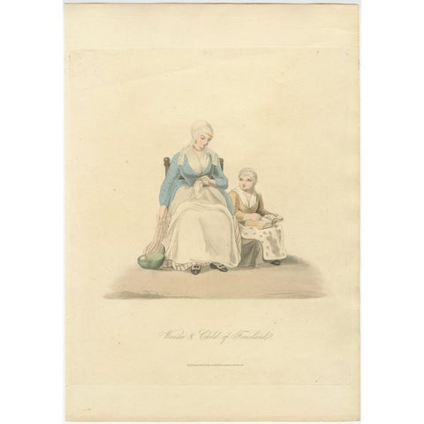 Antique Print of Woman and Child of Friesland in Costume, The Netherlands, 1817, view 2