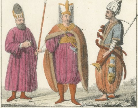 Guard of the Grand Vizier, a Janissary and Omer and Ebu Bekir, 1842, close-up 1