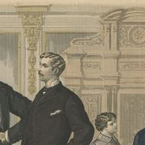 Decorative Antique Fashion Print, 1878, close-up 1