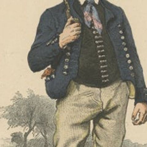 Antique Costume Print of a Peasant Boy from Thuringia in Germany, c.1880, close-up 1