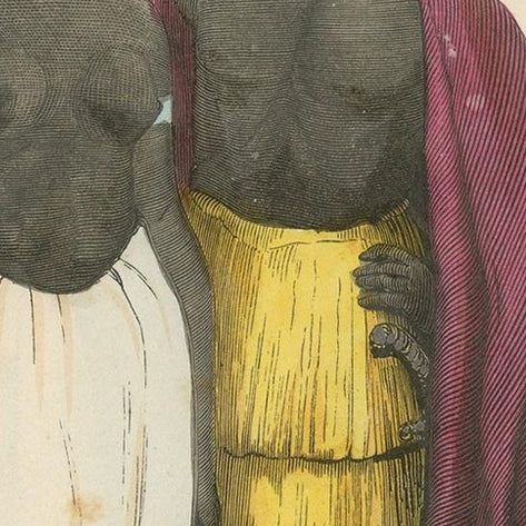 Antique Costume Print of Natives of Ardra by Wahlen, 1843, close-up 1