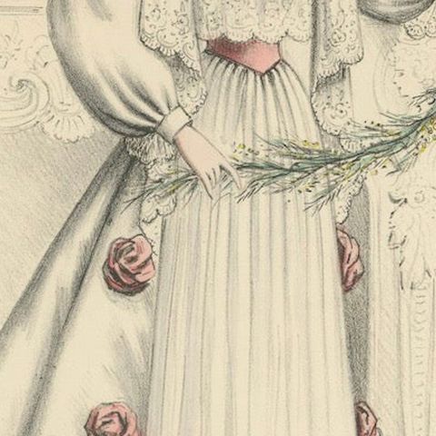 Opulent Fashions of the Victorian Era: Lithograph by L. Michau and M. de Solar, close-up 6