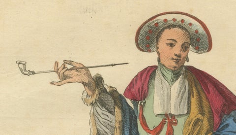 Antique Costume Print Lady in Chinese Tartary Jefferys, 1749, close-up 5