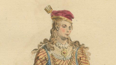 Greek Lady of Pera, Ottoman Costume Print, Hand-Colored Engraving, 1749, close-up 1