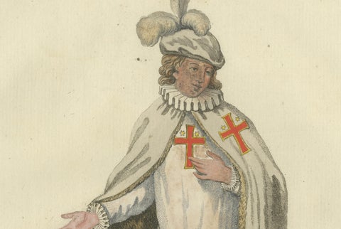 Knight of the Holy Virgin Mary in Winter Attire: 18th-Century Engraving, close-up 3