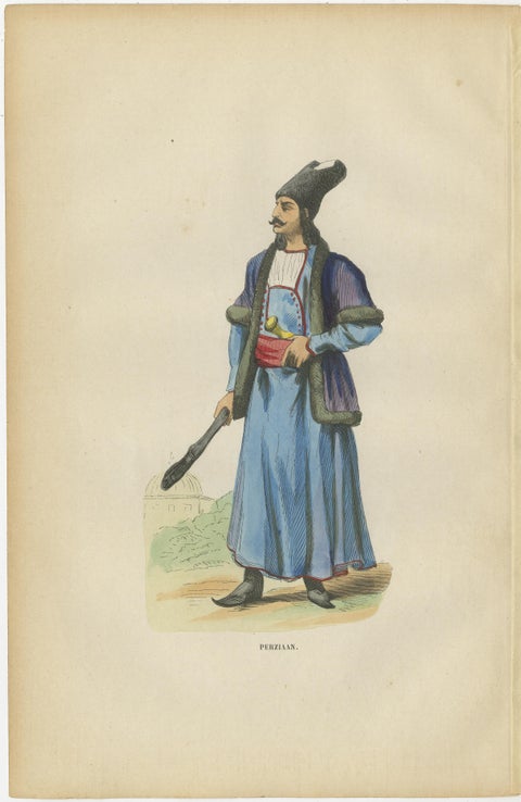 Antique Persian Costume Prints, Hand-Colored Orientalist Lithographs, 1852, view 3