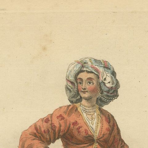Antique Costume Print Grecian Lady Morning Dress Jefferys, 1749, close-up 6