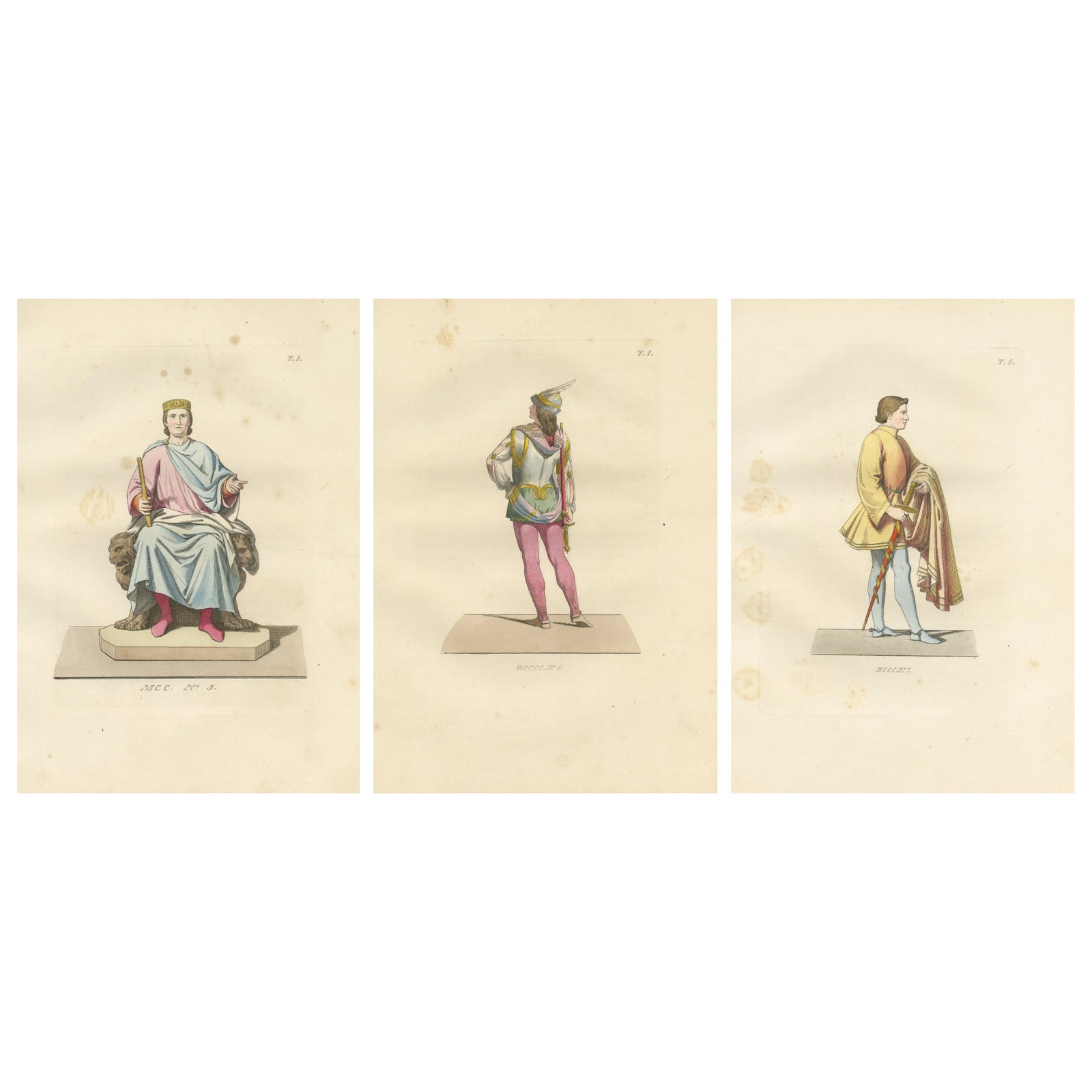 Royal and Noble Costume Prints: d'Anjou, Military Attire, Young Squire, 1845