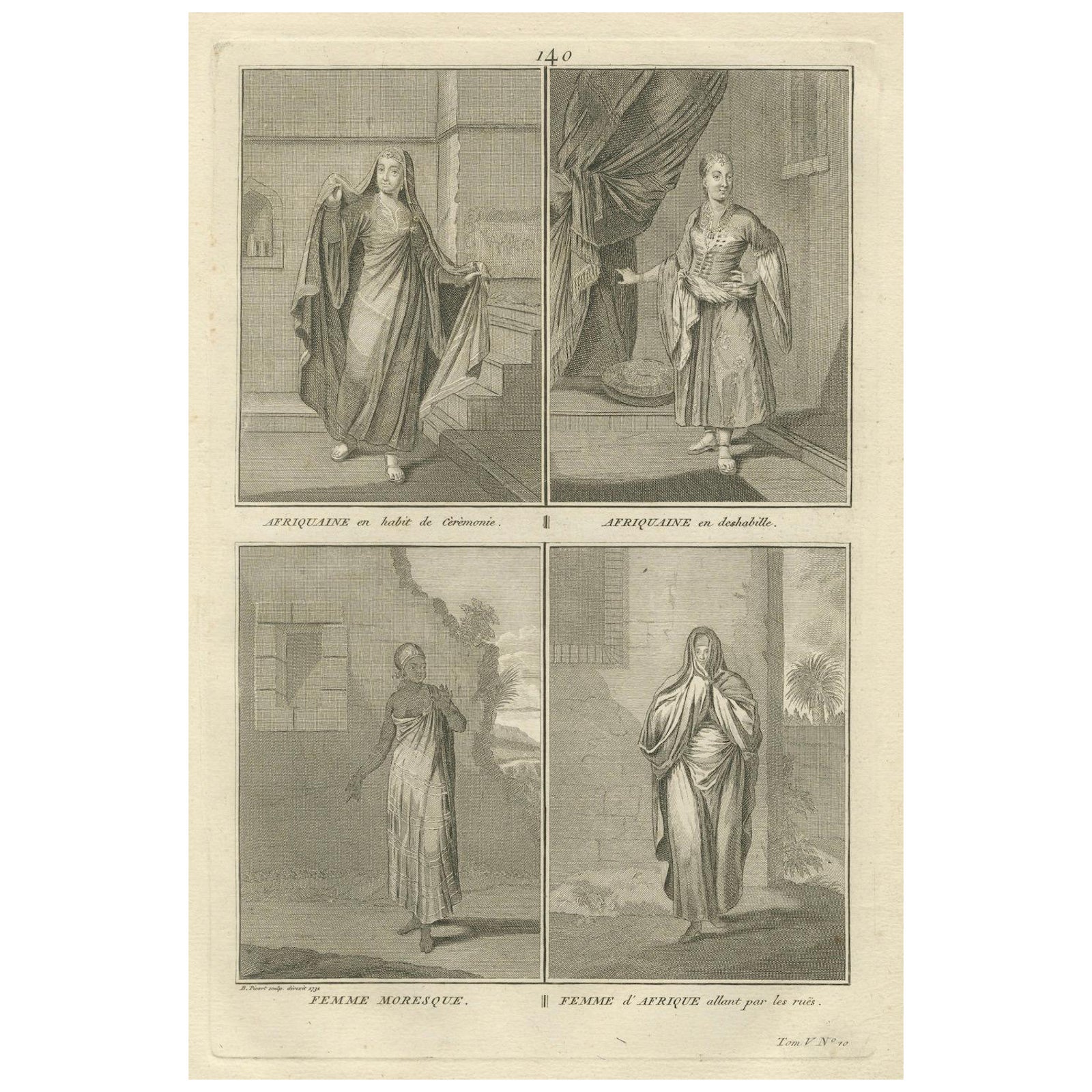 African and Moorish Women in Traditional Dress, Rare 1734 Costume Engraving