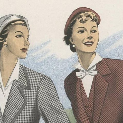 Vintage Fashion Print Published in Ladies Styles, 1951, close-up 1
