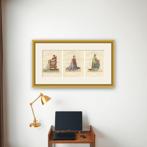 Historical Portraits of Sixtus IV, Platina and a Noble Englishwoman, 1845, shown framed on a wall