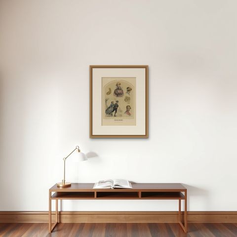 Antique Costume Print of the Province of Groningen by Uberfeldt, 1857, shown framed on a wall