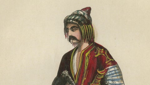 Bulgarian Man in Traditional Dress - Antique Costume Lithograph, c.1852, close-up 5
