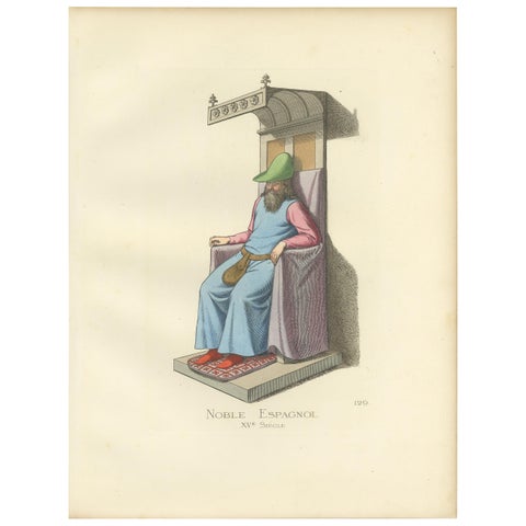 Antique Print of a Spanish Nobleman, 15th Century, by Bonnard, 1860, view 2