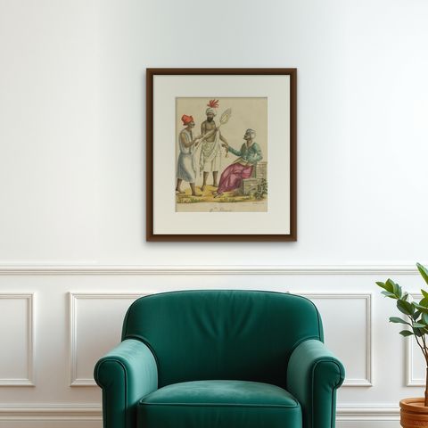 IIIter Stamm, Indian Men in Traditional Dress c.1816, shown framed on a wall