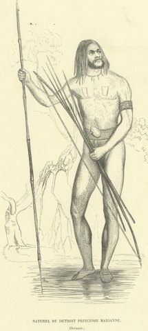 Native of Princess Marianne Strait, Antique Wahlen Costume Print, 1843-1844