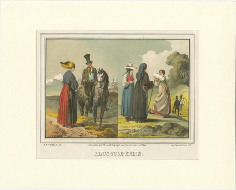 Austrian Folk Costume Pair, Hausruckkreis, Alpine Genre Scenes, 19th Century, view 3