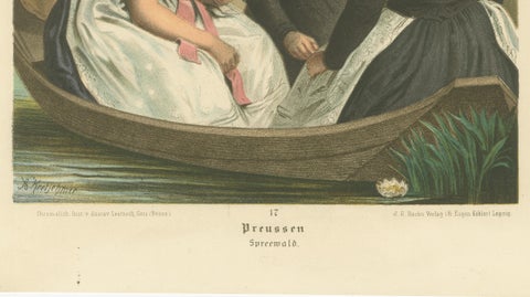 Spreewald Costume Scene, Prussia, Women in Boat, c.1875, close-up 5