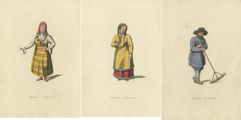 Traditional Attires of Early 19th Century Russia: A Visual Record in Engravings, view 5