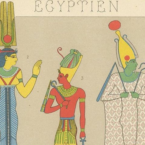 Antique Print of Ancient Egyptian Costumes by Racinet, 1888, close-up 1