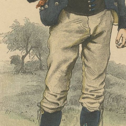 Antique Costume Print of a Peasant Boy from Thuringia in Germany, c.1880, close-up 2