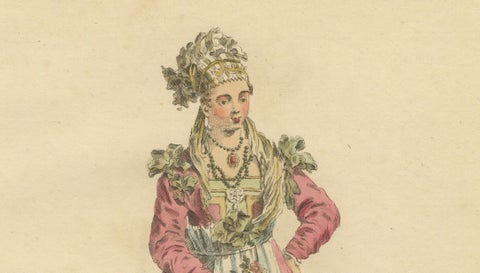 Antique Costume Print Lady of Chio Greek Island Dress Jefferys, 1749, close-up 2