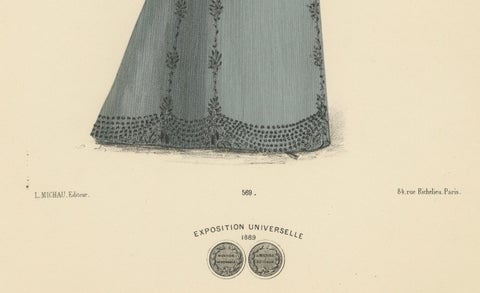 Timeless Elegance: Victorian Fashion Litho by Michau from the Expo Universelle, close-up 1