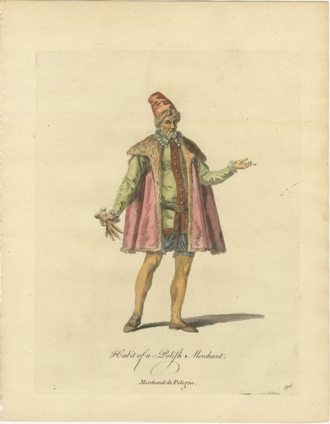Polish Royal & Noble Costume Engravings, Hand-Colored Set of 4, 1749, view 6