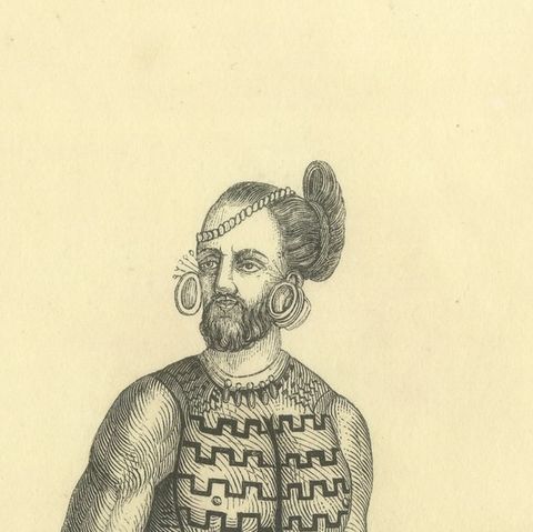 Native of the Romanzoff Archipelago, Antique Wahlen Costume Print, 1843-1844, close-up 2