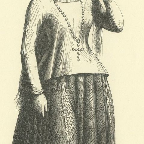 Woman of the Island of Guam, Antique Wahlen Costume Print, 1843-1844, close-up 3