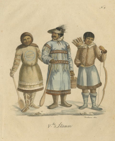 Nenet, Aleut & Inuit Costume Study, Brodtmann Lithograph, 1816, close-up 1