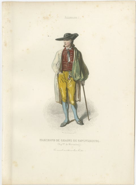 Set of Four Antique German & Bavarian Folk Costume Engravings, circa 1850, view 2