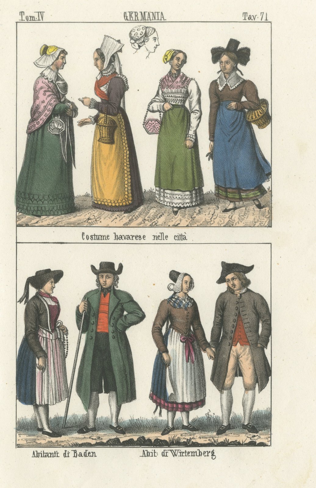 Bavarian Town Costume and Inhabitants of Baden and Wurttemberg, 1842