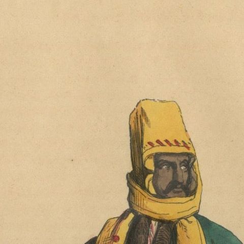 Traditional Attire of a Man from Mardin in Turkey in 19th Century Lithograph, close-up 5