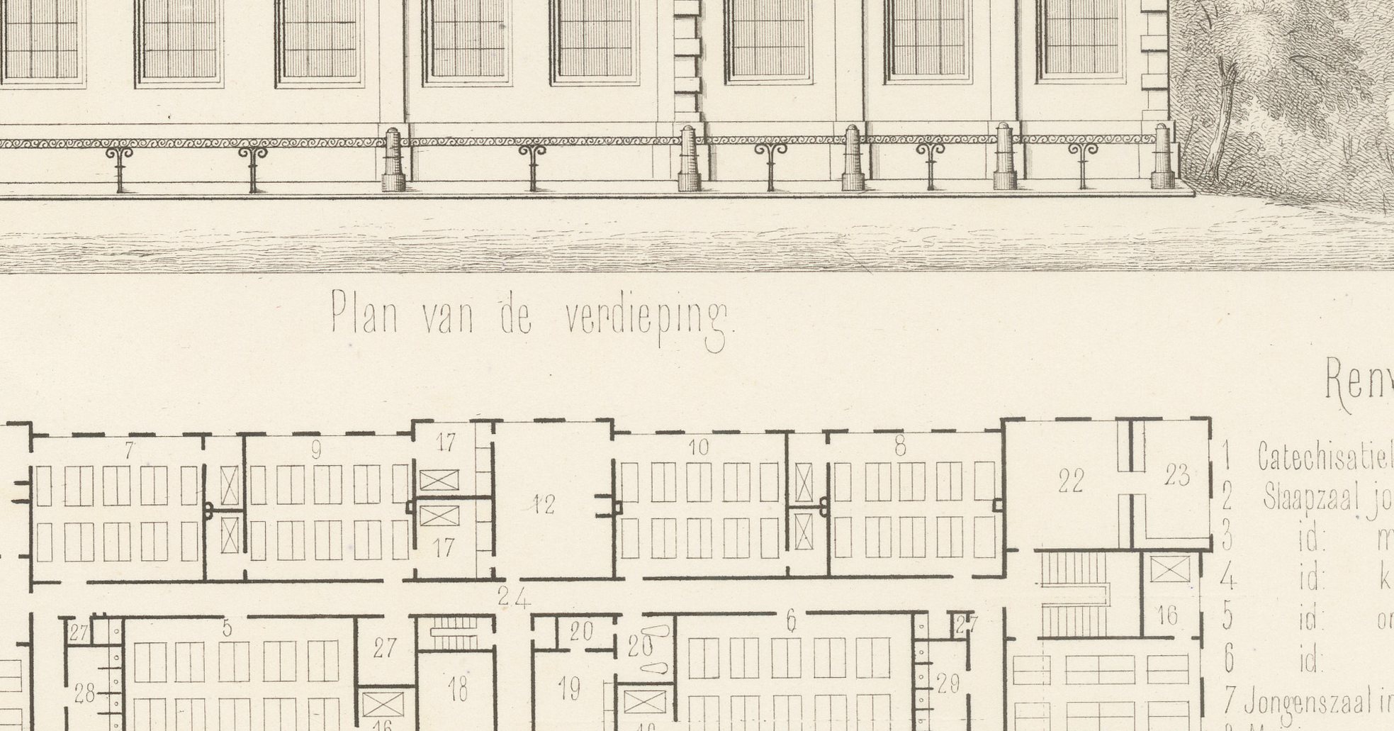 Prize-Winning Orphanage Design, Dutch Architecture Print, Leliman, 1865-1866, view 4