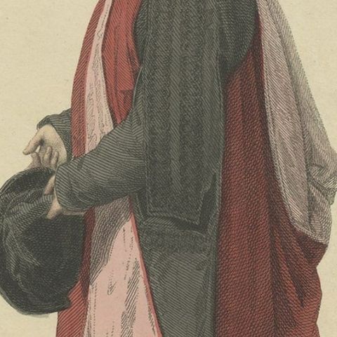 Old Print of Doctor in Physic Sir Christopher Pegge, in Convocation Dress, 1813, close-up 3