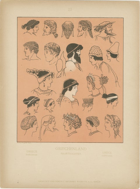 Set of 9 Antique Greek Costume and Antiquity Prints by Wasmuth, Berlin c.1900, view 4