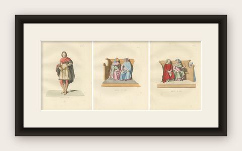 Military and Judicial Costumes from Medieval Italian Society - Published in 1845, shown framed