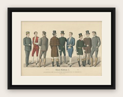 Antique Print of Men's Fashion, Published in January 1886, circa 1900, shown framed