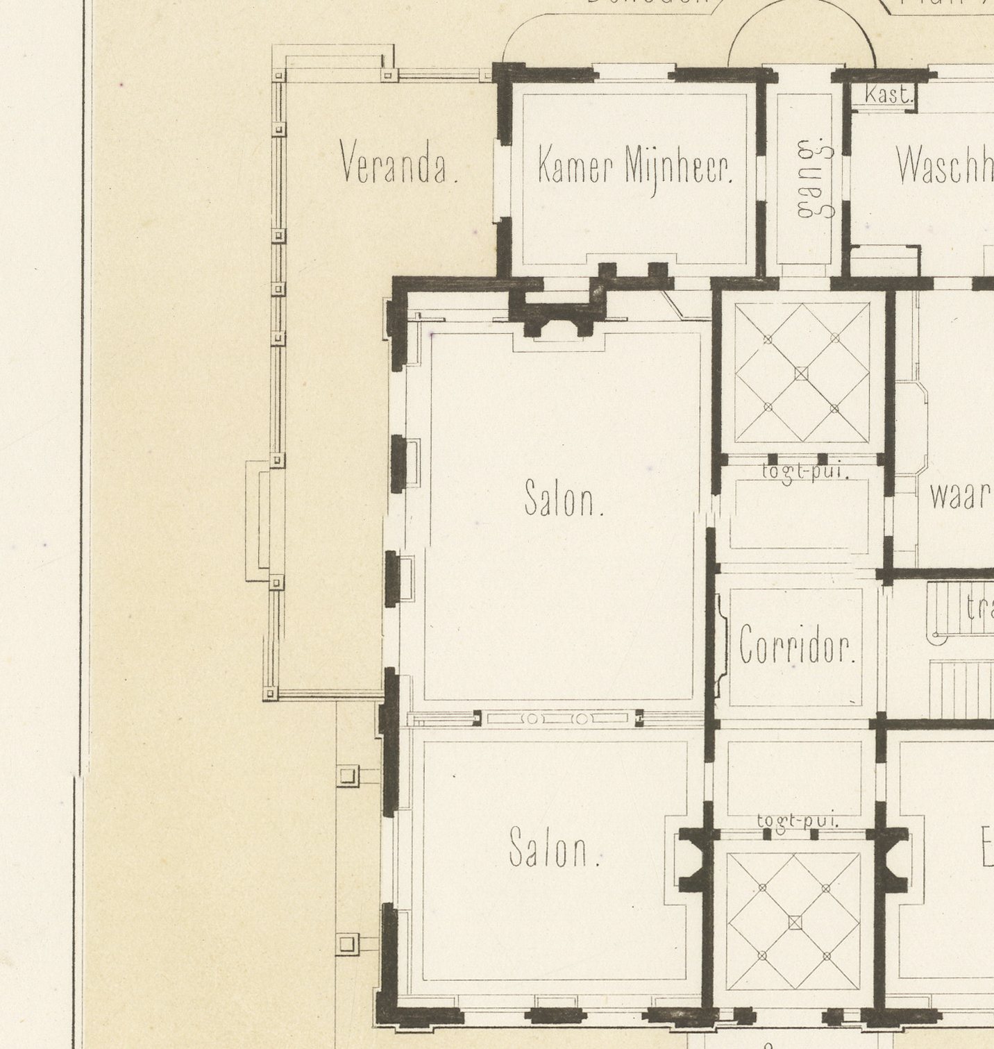 Meppel Country House, Elevations, Dutch Architecture Print, Leliman, 1865-1866, view 4