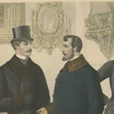 Hand-Colored Antique Fashion Print, Published in December, 1881, close-up 1