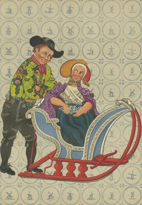 Schouwen & Duiveland Winter Sleigh Ride, Dutch Peasant Costumes, c.1800, close-up 5