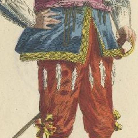 Rare Antique Hand-Colored Print of a Dutch Nobleman in 1620, Published in 1805, close-up 2